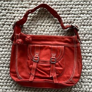 Fossil red-orange leather Lucy Hobo bag